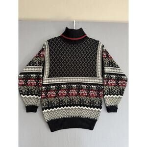 Vintage 80's Jason Maxwell Turtle Pullover Sweater Mens Small Wool Blend Argyle